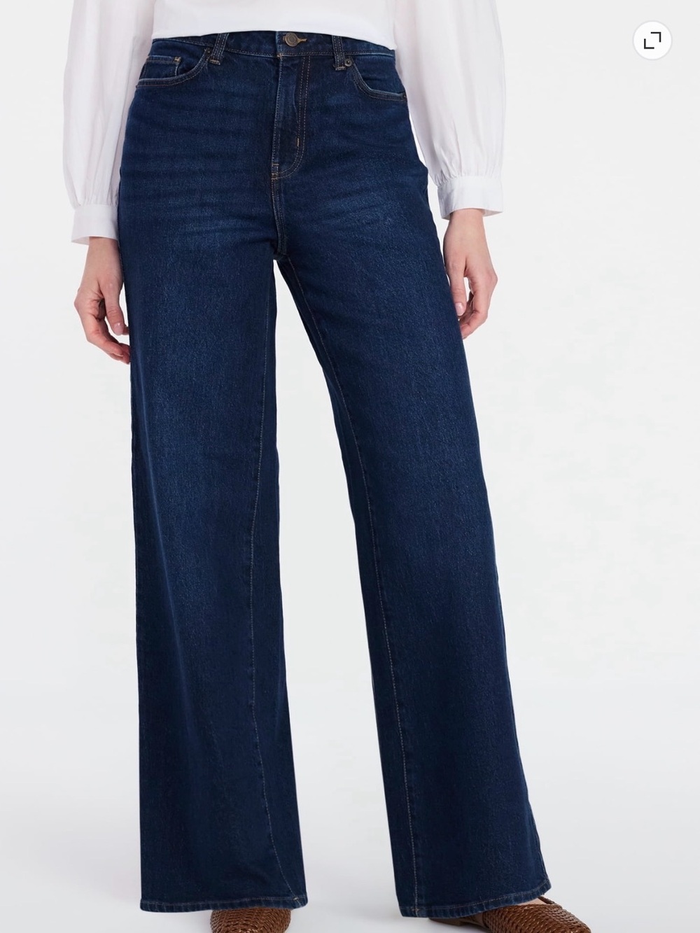 High-Waist Wide Leg Jeans - Dark Indigo